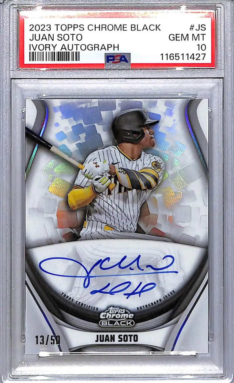 2023 Topps Chrome Black Ivory Juan Soto Autograph Card San Diego Padres Gem Mint PSA 10