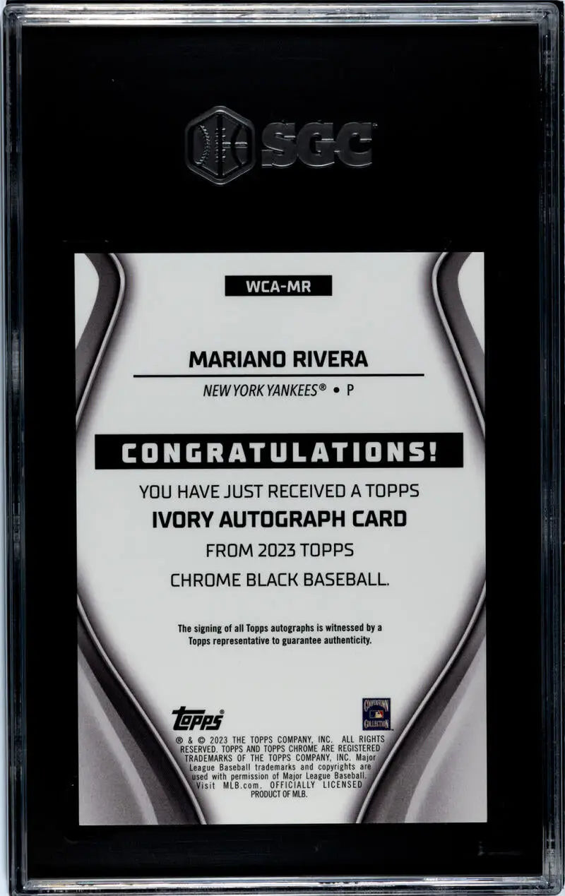 Mariano Rivera Topps Chrome Black Ivory Baseball Card in 2023 Topps Chrome Black series