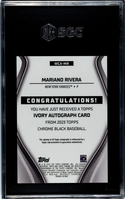 Mariano Rivera Topps Chrome Black Ivory Baseball Card in 2023 Topps Chrome Black series