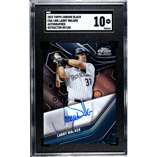2023 Topps Chrome Black Refractor #CBA-LWA Larry Walker SGC 10 Gem Auto 89/150 Colorado Rockies Baseball Card