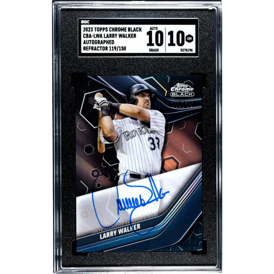 2023 Topps Chrome Black Refractor #CBA-LWA Larry Walker SGC 10 Gem Auto 119/150 Colorado Rockies Baseball Card