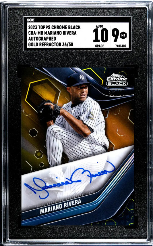 Graded Mariano Rivera New York Yankees Black Refractor Gold baseball card with auto