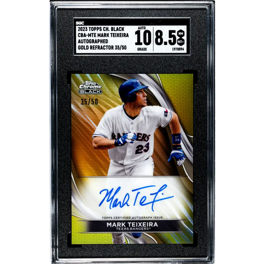 2023 Topps Chrome Black Refractor Gold #CBA-MTE Mark Teixeira SGC 8.5 NM/MT+ Auto 35/50 New York Yankees Baseball Card