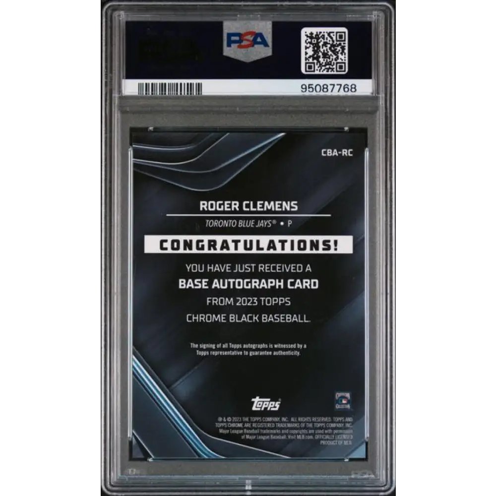 2023 Topps Chrome Black Refractor Gold #CBA-RC Roger Clemens PSA 10 GEM MINT Auto 4/50 Toronto Blue Jays Baseball Card Image 2