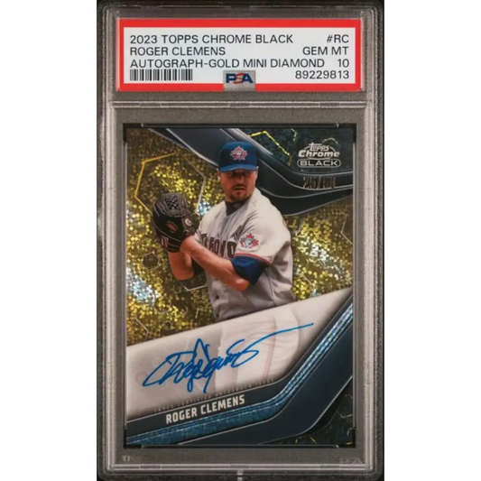 2023 Topps Chrome Black Refractor Gold Mini-Diamond #CBA-RC Roger Clemens PSA 10 GEM MINT Auto 25/50 Toronto Blue Jays Baseball Ca