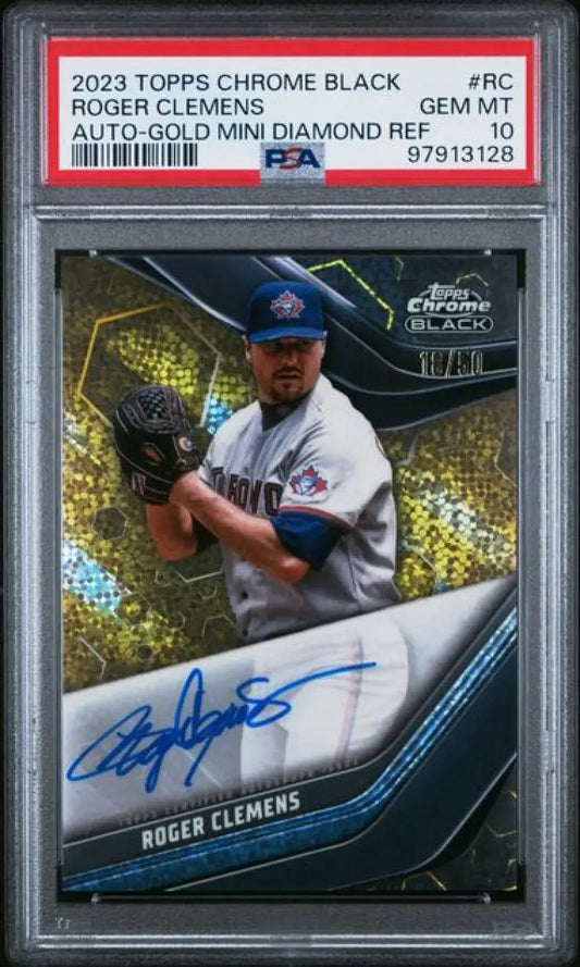 PSA 10 GEM MINT Roger Clemens autographed 2023 Topps Chrome Black Refractor card