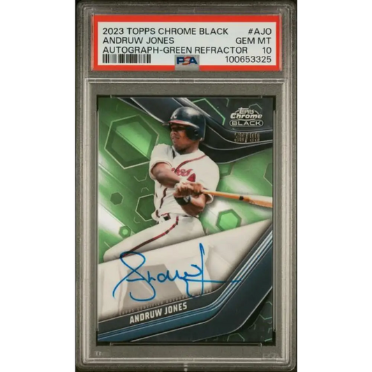2023 Topps Chrome Black Refractor Green #CBA-AJO Andruw Jones PSA 10 GEM MINT Auto 38/99 Atlanta Braves Baseball Card