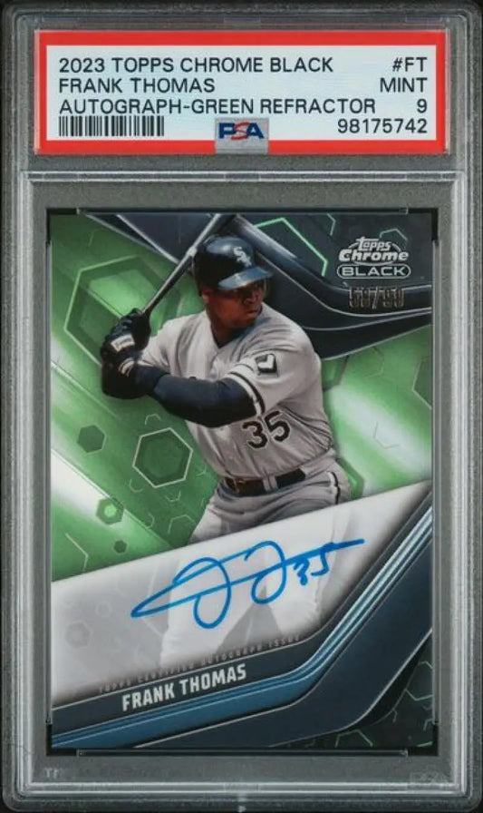 Graded Frank Thomas autographed Chicago White Sox baseball card from 2023 Topps Chrome Black