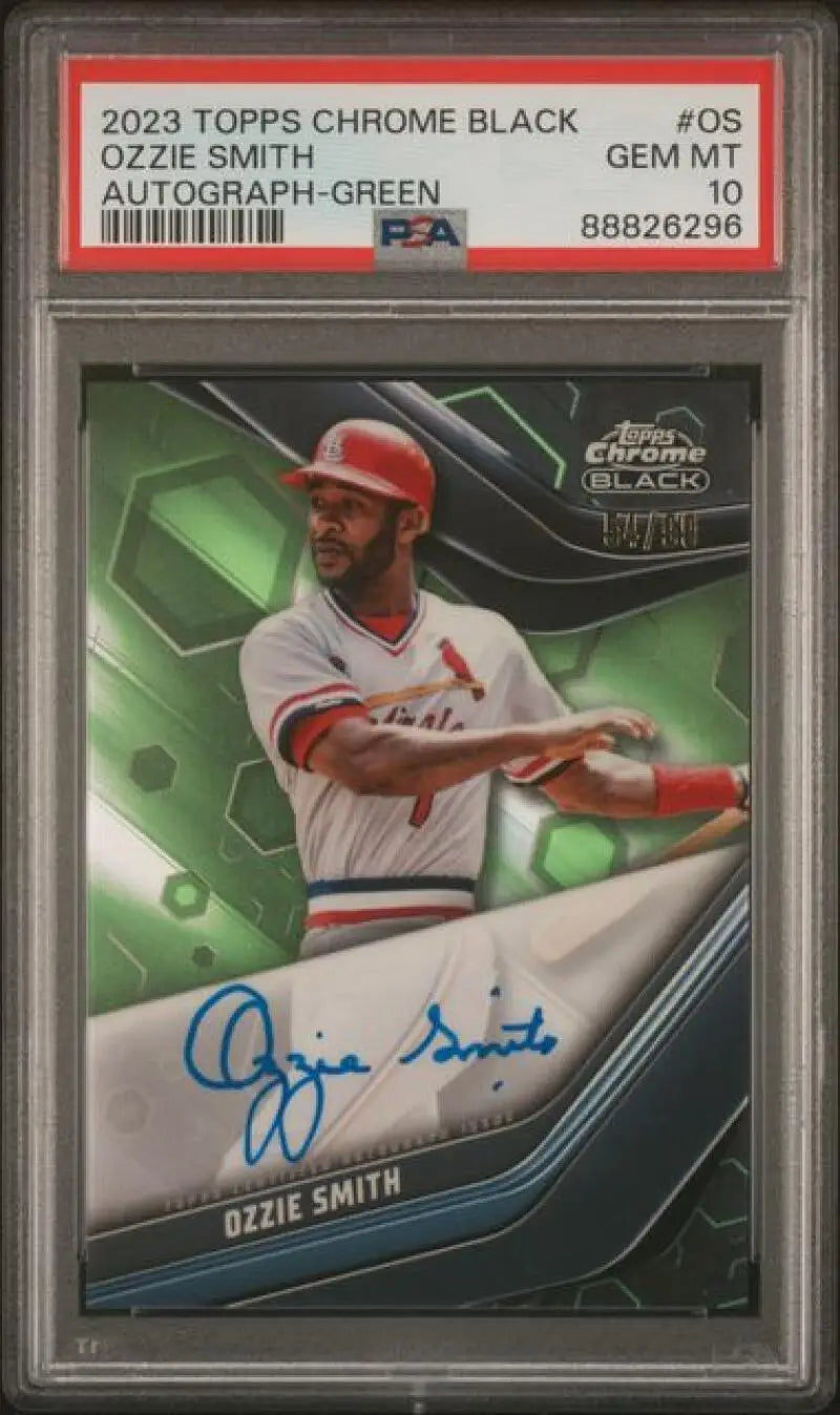 PSA 10 GEM MINT 2023 Topps Chrome Black Ozzie Smith St. Louis Cardinals Autographed Card