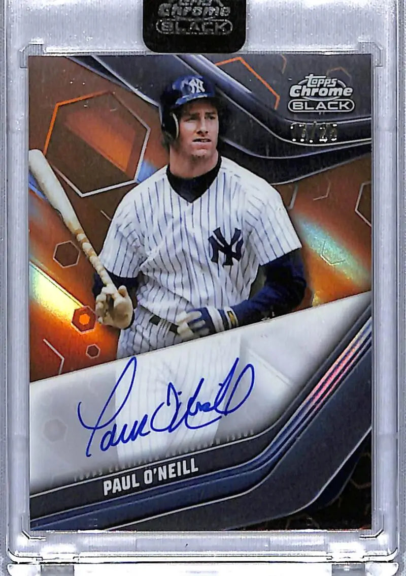 Paul O’Neill autographed baseball card on 2023 Topps Chrome Black Refractor Orange #CBA-PO