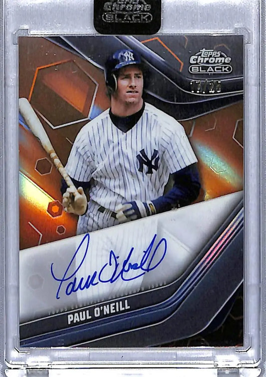 Paul O’Neill autographed baseball card on 2023 Topps Chrome Black Refractor Orange #CBA-PO
