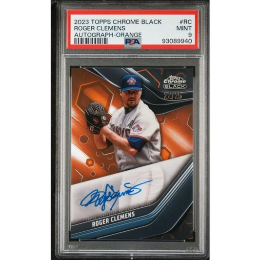 2023 Topps Chrome Black Refractor Orange #CBA-RC Roger Clemens PSA 9 MINT Auto 22/25 Toronto Blue Jays Baseball Card