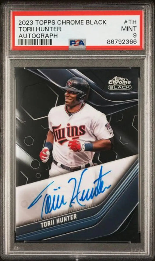 Torii Hunter autographed baseball card from Minnesota Twins 2023 Topps Chrome Black series