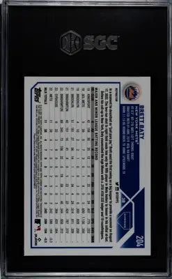 SGC-graded Brett Baty baseball card from 2023 Topps Chrome Brett Baty #204 Refractor