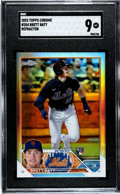 2023 Topps Chrome Brett Baty #204 Refractor Baseball Card SGC 9 graded brett baty