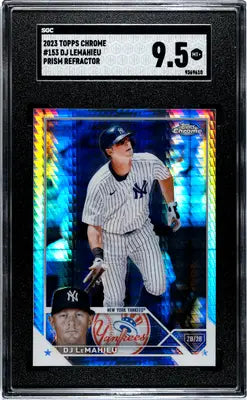 Graded 2023 Topps Chrome DJ LeMahieu Prism Refractor Baseball Card SGC 9.5