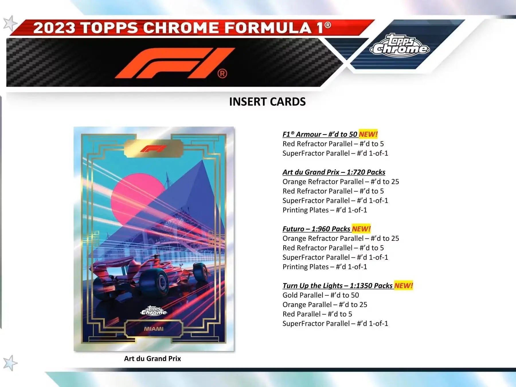 2023 Topps Chrome F1 Formula 1 Racing Hobby Box with Red Refractor Parallel Trading Card