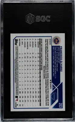 Graded Topps Chrome Francisco Alvarez baseball card in Refractor SGC 8 grade