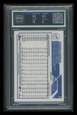 Graded 2023 Topps Chrome Freddie Freeman baseball card for sale