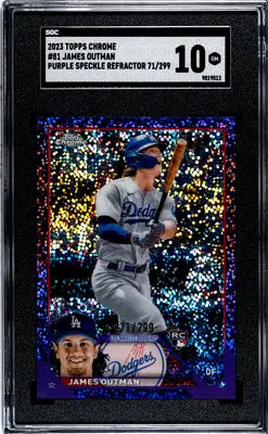 2023 Topps Chrome James Outman Purple Speckle Refractor baseball card SGC 10