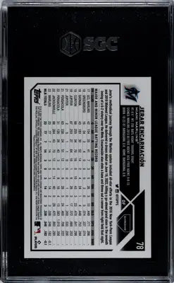 Baseball card of Jerar Encarnacion in black holder from 2023 Topps Chrome Jerar series