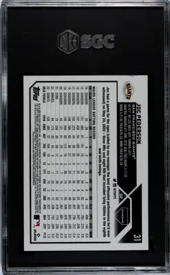 A graded 2023 Topps Chrome Joc Pederson Prism Refractor Baseball Card SGC 10
