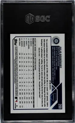 Professional graded chrome Julio Rodriguez baseball card in black SGC slab for 2023 Topps Chrome