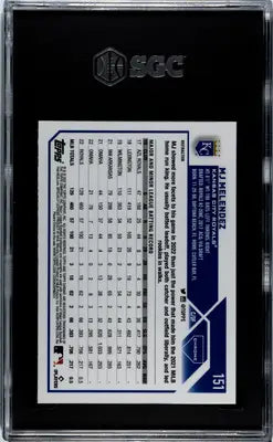 Graded 2023 Topps Chrome MJ Melendez refractor baseball card in black slab SGC 9.5