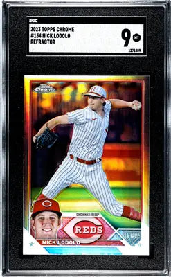 2023 Topps Chrome Nick Lodolo Refractor Baseball Card in SGC 9 condition