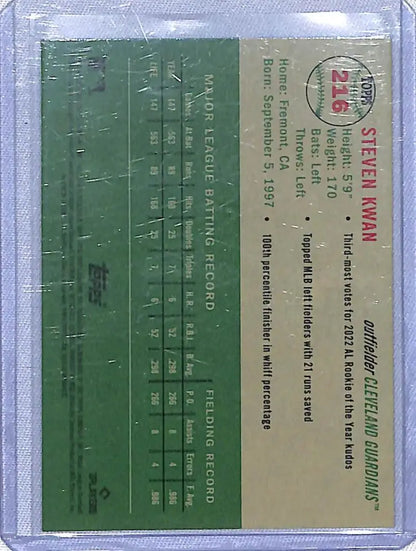 2023 Topps Chrome Platinum Steven Kwan baseball card Cleveland Guardians chrome platinum collectible