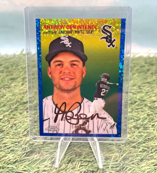 Signed Andrew Benintendi baseball card from 2023 Topps Chrome Platinum with Chicago White Sox