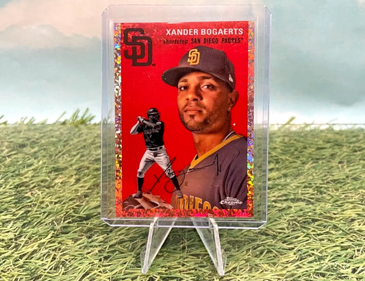 Xander Bogaerts 2023 Topps Chrome Platinum Rose Gold Speckle Refractor #/75 card
