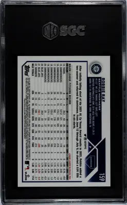 A graded 2023 Topps Chrome Robbie Ray Green Wave Refractor baseball card with SGC 9.5