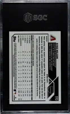 2023 Topps Chrome Ryne Nelson #193 Refractor Baseball card in black slab SGC 10