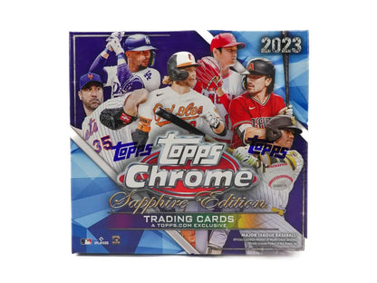 2023 Topps Chrome Sapphire Baseball Hobby Box with exclusive sapphire parallels and image variations