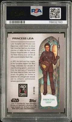 Graded Princess Leia trading card from 2023 Topps Chrome Star Wars Return Of The Jedi