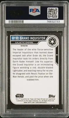 Graded Star Wars trading card from 2023 Topps Chrome Star Wars The Grand Inquisitor Refractor PSA 10