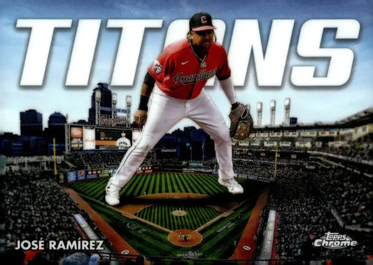 Jose Ramirez in Cleveland Guardians uniform in batting stance on baseball card