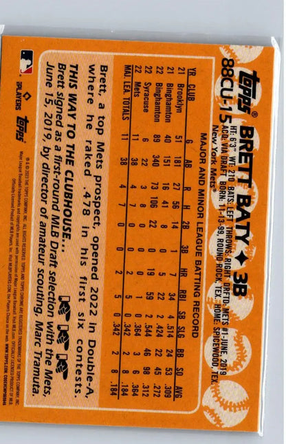 Brett Baty baseball card from 2023 Topps Chrome Update 35th Anniversary series