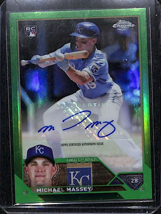 Green-bordered Michael Massey autographed baseball card from Topps Chrome Update