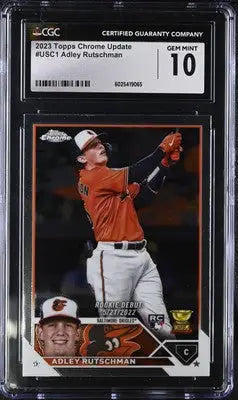 Graded Adley Rutschman baseball card from 2023 Topps Chrome Update series CGC 10