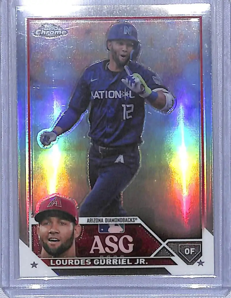 Holographic Topps Chrome Update All-Star Game card of Lourdes Gurriel Jr. in NL uniform