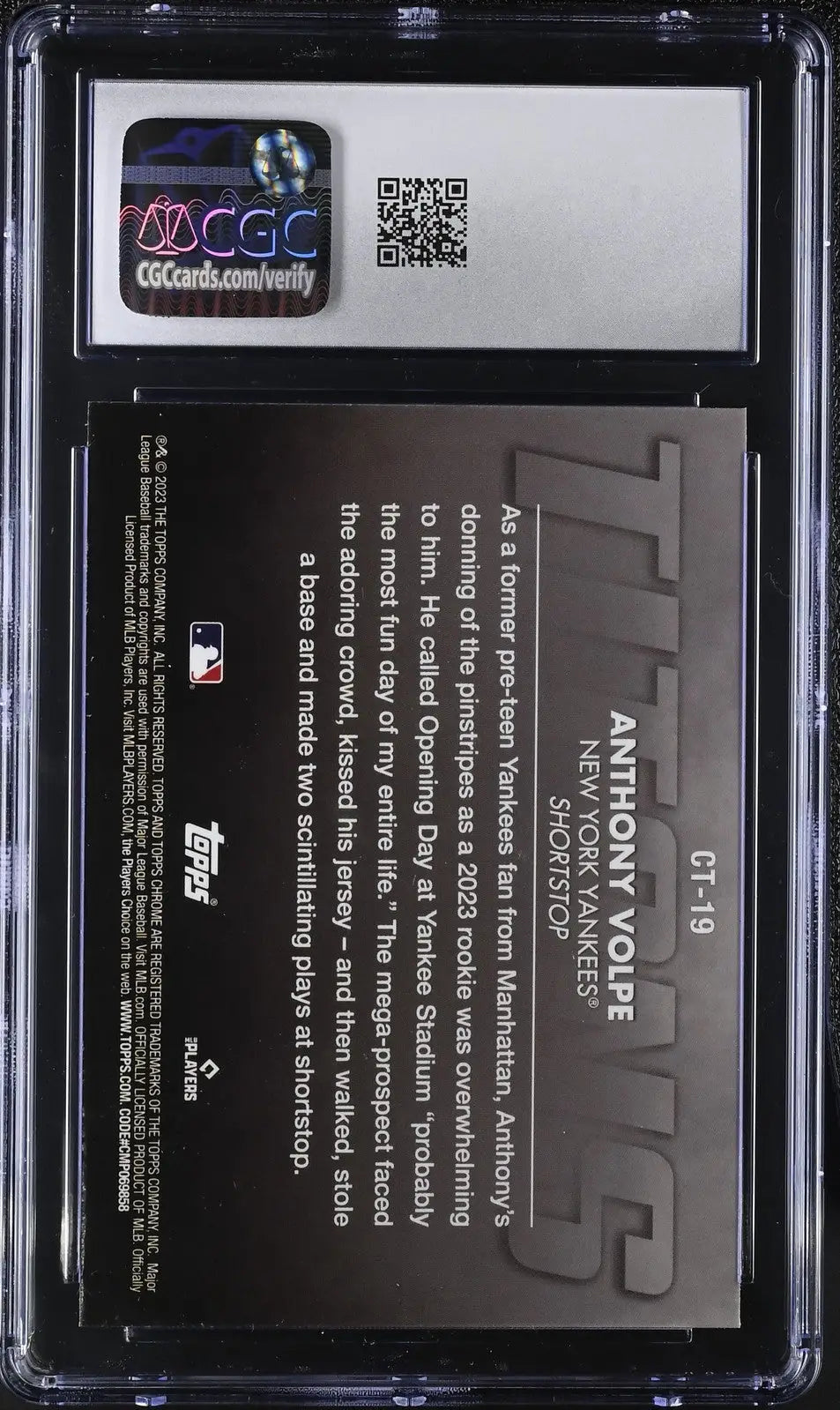 Graded Topps Chrome Update Anthony Volpe baseball card CGC 9.5 in pristine condition