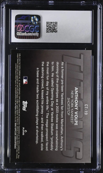 Graded Topps Chrome Update Anthony Volpe baseball card CGC 9.5 in pristine condition