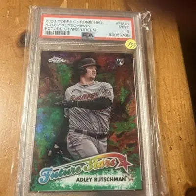 2023 TOPPS CHROME UPDATE FUTURE STARS #FSU8 ADLEY RUTSCHMAN RC /99 Green PSA 9
