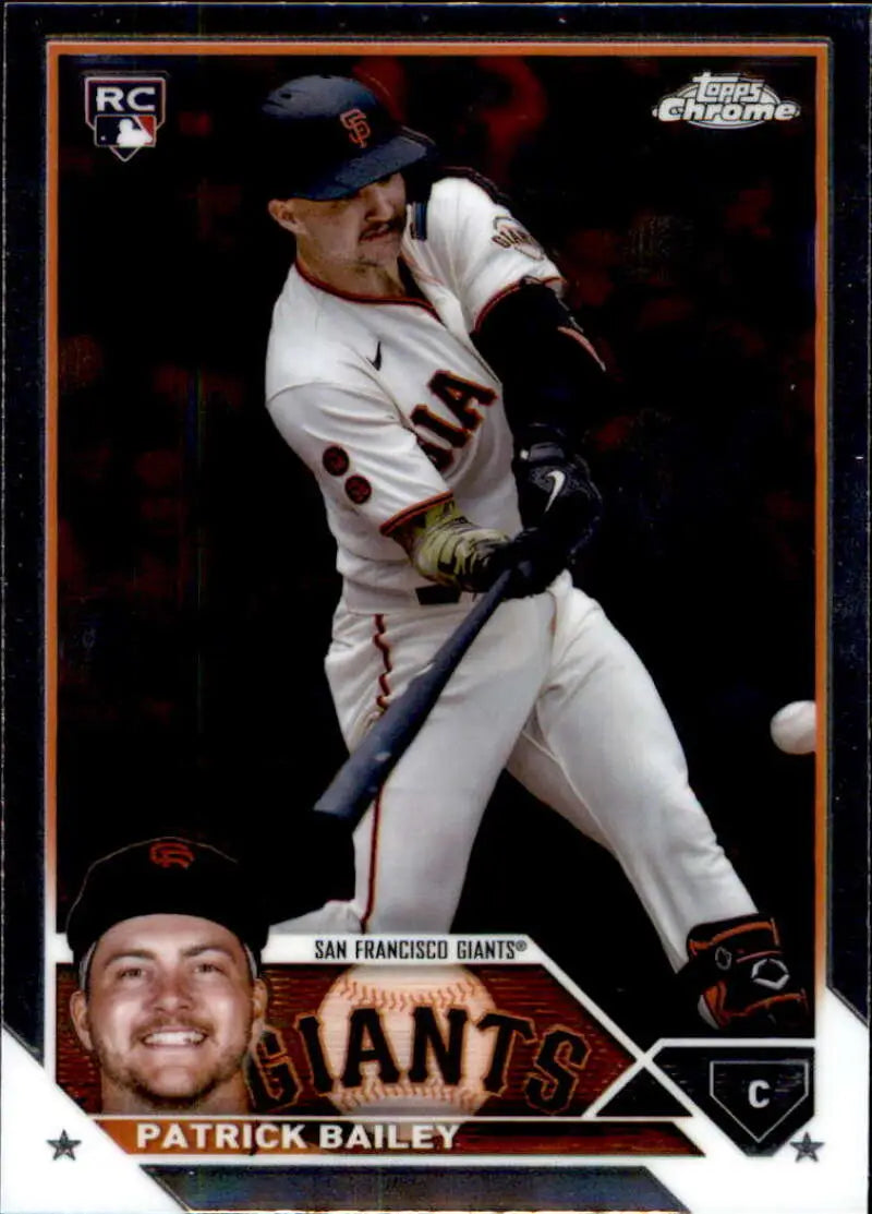 Baseball trading card of Patrick Bailey in San Francisco Giants uniform, Topps Chrome