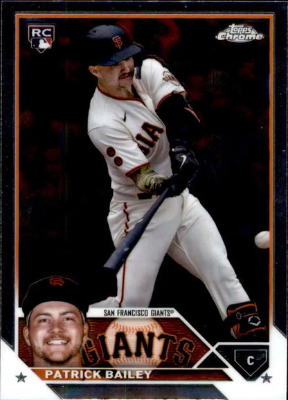 Baseball trading card of Patrick Bailey in San Francisco Giants uniform, Topps Chrome