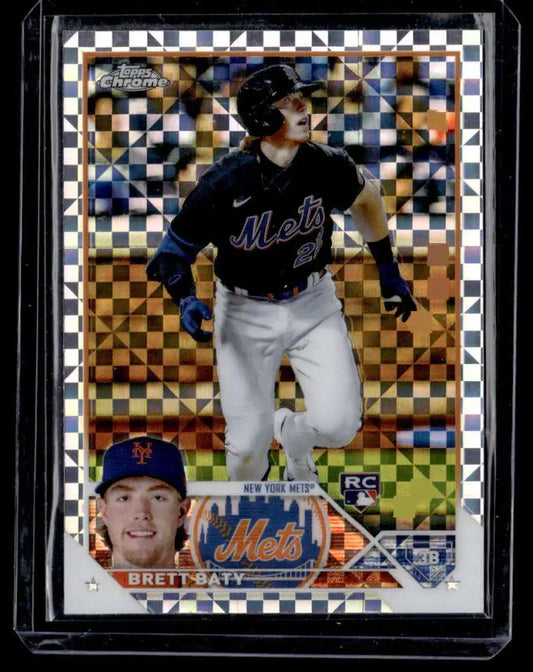 Brett Baty New York Mets Baseball Card in black jersey and white pants design