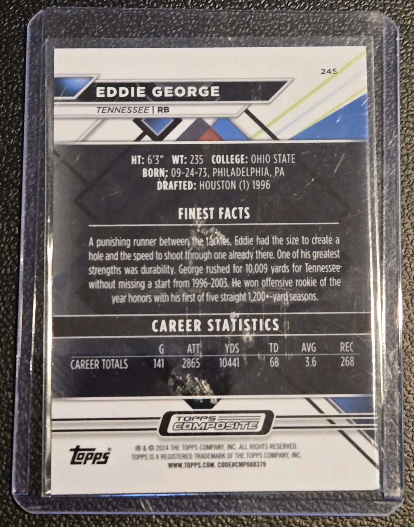 Eddie George football card from 2023 Topps Composite series display
