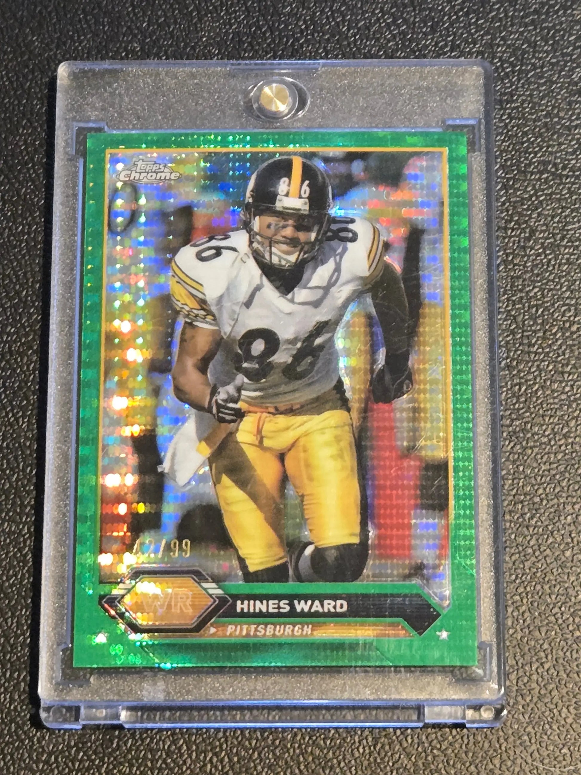 Hines Ward football card from 2023 Topps Composite Topps Chrome Green Sonar Refractor